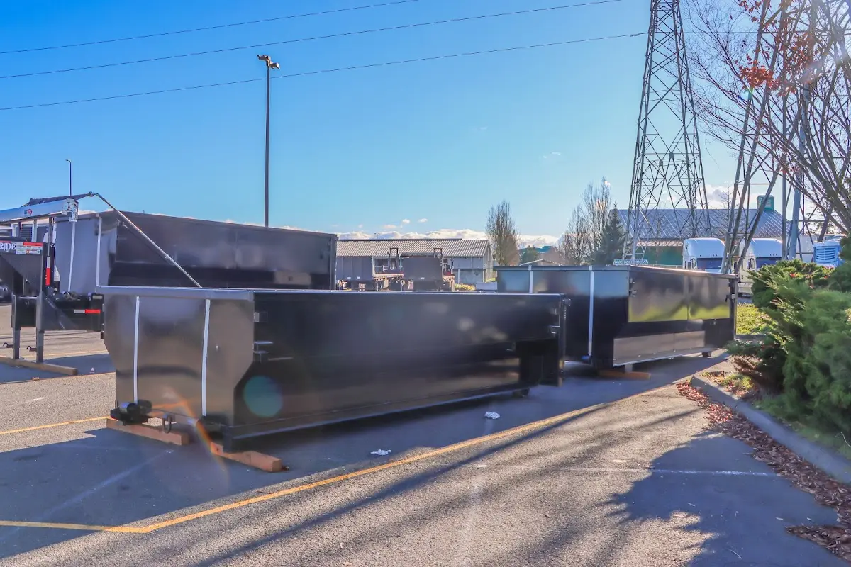 Roll-off dumpster ready for waste disposal at job site for Yard Waste Dumpster Rental in Pittsgrove